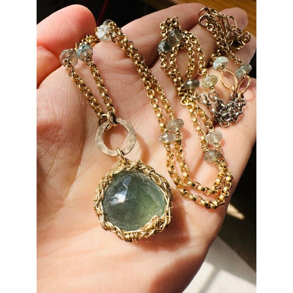 Artisan 14k gold filled faceted tourmaline Necklace 28”